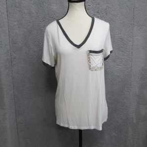 Mystree Tee Shirt Women S White Animal Print Trim Boho Mob Wife Bold Glamour - Picture 1 of 21