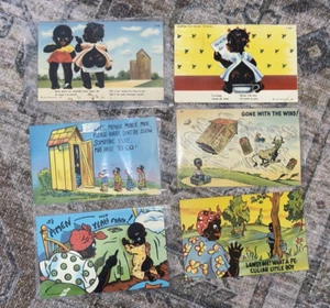 Lot 6 Vintage Americana Postcards Lawsy Me! Gone with the Wind! - Picture 1 of 10