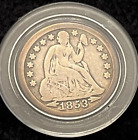 1853 Seated Liberty Dime w/Mint Strike Error, 8 over rare flaw in this coin.