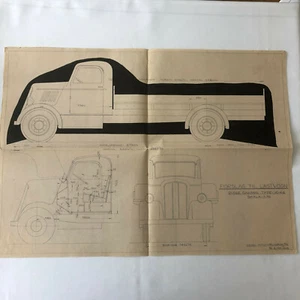 1934 Coachbuilder Truck Design Blueprint Rendering Blue Print Coach Pickup Truck - Picture 1 of 9