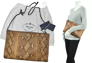 PRADA ~ NEW Big clutch tan Real snakeskin bag ~ 100% AUTHENTIC RRP: 3K - Picture 1 of 20