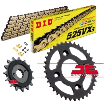Fits: Kawasaki Z1000 2007-2009 DID Gold X-Ring Chain & Quiet Sprocket Kit - Image 1 of 4