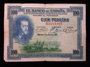 Spain 100 Pesetas 1925 Banco de España World Currency Banknotes Money h9603 - Picture 1 of 2