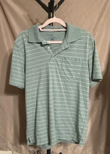 George Mens Small Green Striped Short Sleeve Polo Shirt - Picture 1 of 6