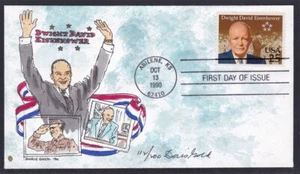 UNITED STATES SCOTT#2512 EISENHOWER FDC HAND PAINTED BY DORRIS GOLD - Picture 1 of 1