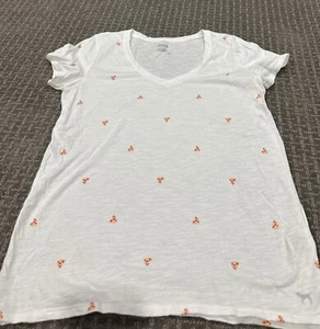 LN Victoria's Secret PINK Short Sleeve PIZZA V Neck T-Shirt M - Picture 1 of 2