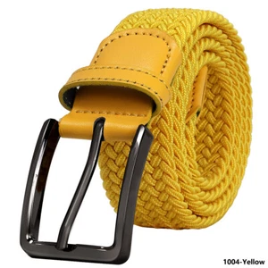 Falari Silver Black Buckle Braided Stretch Belt Canvas Fabric Woven Elastic Belt - Picture 1 of 83