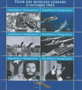 Estampillas JFK de Madagascar 2022 montadas sin montar o nunca montada John F. Kennedy crisis de misiles cubanos 6v M/S - Imagen 1 de 1