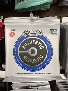 Martin MA540 SP Phosphor Bronze Authentic Acoustic Guitar Strings Light 12-54 - Picture 1 of 2
