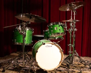 Click Icon 4pc Maple Drum Set Green Satin Sparkle Finish Shell Pack 16 13 10 13 - Picture 1 of 23