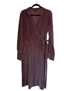 Lane Bryant Plus 14/16 Burgunderrot Schimmer Metallic Faux Wickel Midi Kleid Urlaub - Bild 1 von 11