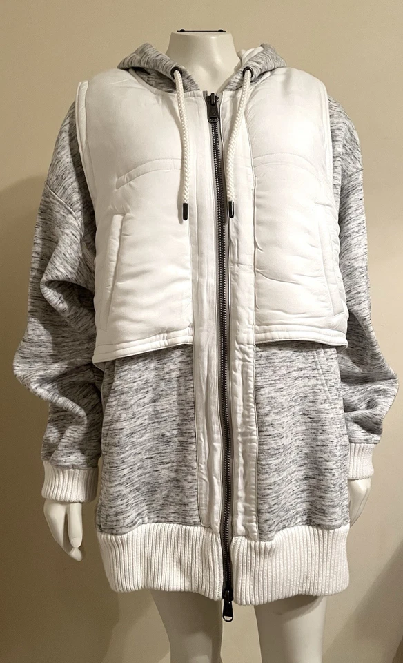 Free People Movement Y2K Sudadera con Capucha W Talla S Gris, Chaleco Adjunto Crema De Gran Tamaño Grueso Foto 1 de 4