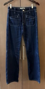 We The Free People Jeans Women 24 Wide Leg Patch Pocket Dark Wash Button Fly - Picture 1 of 9