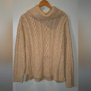 Lauren Ralph Lauren Cream Cable Knit Turtleneck Sweater Petite XLarge Cozy Luxur - Picture 1 of 5