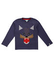 Lilly and Sid Boys Navy Blue Shirt Top Embroidered Wolf Character Long Sleeve 