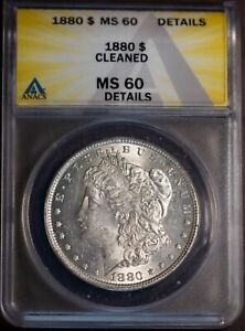 1880 $1 Morgan Silver Dollar MS 60 Details ANACS # 7432848 + Bonus