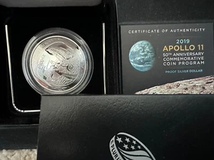 2019-P Proof $1 Apollo 11 50th Anniversary Silver Dollar Box, OGP & COA - Picture 1 of 1