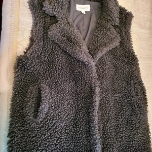 Chaleco de Oso de Peluche Liz Claiborne Gris 1X PLUS Acogedor Sherpa Lagenlook Cabina Campamento Largo - Imagen 1 de 8