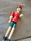 Vintage Wooden Handpaint Pinocchio Doll Posable Elastic Jointed Italy 10" Figure
