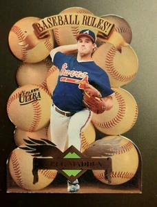 GREG MADDUX-1996 FLEER-BASEBALL RULES DIE CUT INSERT CARD ⚾️BASEBALL CARD BRAVES - Picture 1 of 2