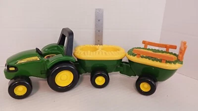 Tomy John Deere 3 Piece Tractor and Trailer Set Animal Sounds Hayride FREE SHIP - Image 1 of 4