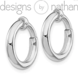 Designs by Nathan | 925 RhP Silver 2.5x10mm Non-Pierced Hoop Earrings - Picture 1 of 10