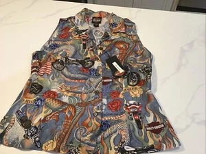 Women’s Harley Davidson Sleeveless Button Up Blouse Small NWT - Picture 1 of 6