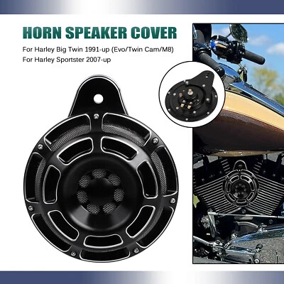 Black Cut Horn Speaker Cover For Harley Electra Road Glide Fat Boy Sportster 883 - Изображение 1 из 4