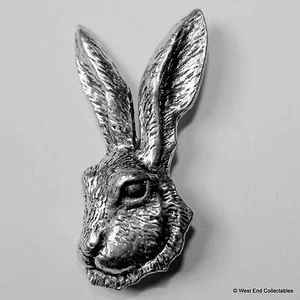 Hasenkopf Zinn Anstecknadel Brosche - britische Handarbeit - Hase, Jackrabbit, Jagd - Bild 1 von 3