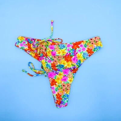 Traje de baño For Love & Lemons multicolor floral pequeño lazo tanga parte inferior de bikini nuevo Foto 1 de 3