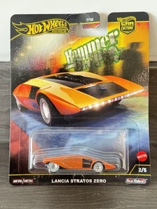 HOT WHEELS PREMIUM LANCIA STRATOS ZERO HAMMER DROPS 1:64 DIECAST NEW BOXED - Picture 1 of 2