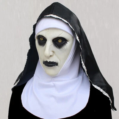 The Horror Scary Nun Latex Mask w/Headscarf Valak Cosplay for Halloween Costume - Image 1 of 4