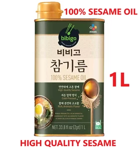 1 Litre CJ Foods Bibigo Korean 100% Pure Sesame Oil Cold-Pressed HALAL - Picture 1 of 7