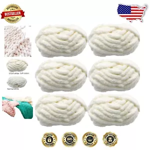 Chunky White Polyester Yarn - 6 Pack 48oz, Ideal for Arm Knitting & Blankets - Picture 1 of 11
