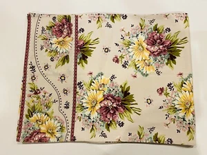 APRIL CORNELL Purple Floral  100% Cotton Green Table Runner 17 x 88" - Picture 1 of 6
