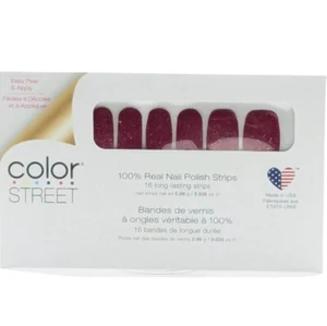 Color Street All Fired Up 16 Nail Polish Strips Red Glitter Long Lasting - Foto 1 di 2
