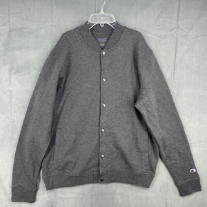 Chaqueta Champion Bomber Para Hombre Grande Gris A Snap Logotipo Mangas Largas Mezcla de Algodón - Imagen 1 de 13