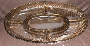 Smoked Glass Veropa France 5 Segments Nibbles Dish Mid Century Decor ( Arcopal ) - Picture 1 of 3