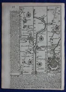 STILTON, PETERBOROUGH, CROWLAND, SPALDING, original antique road map, Bowen 1759 - Picture 1 of 2