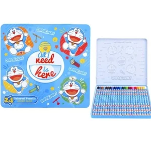Doraemon Robot Cat 24 Colores Japón Dibujo de Plomo Color Lápiz Caja de Hojalata Estuche - Imagen 1 de 3