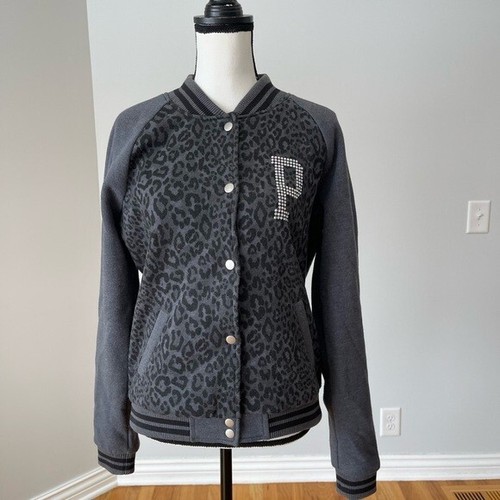 UNDERCOVER Giacca Victoria Secret rosa leopardata e strass baseball stile snap taglia S