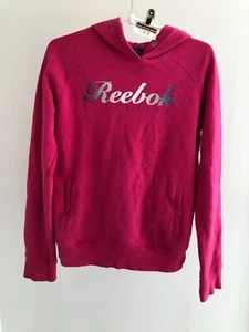 Reebok Cropped Oversized Hoodie Size 10 Womens Activewear Sports Pink Logo - Picture 1 of 8