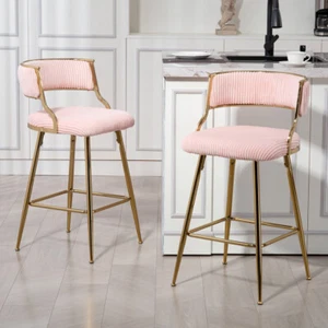 2PCS 26'' Counter Height Bar Stools Corduroy Kitchen Island Counter Bar Stool - Picture 1 of 53