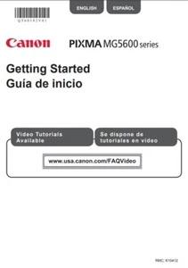 Canon Pixma MG5600 Series Original Getting Started Guide - Manual MG5620 - Photo 1/1