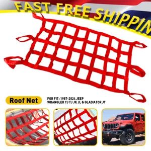 for Jeep Wrangler YJ JK TJ JL Red Multifunction Mesh Cargo Auto Roof Net Hammock - Picture 1 of 11