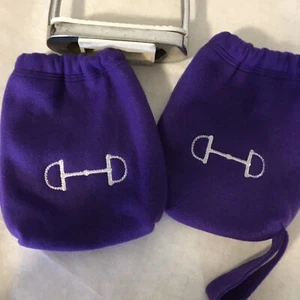 English, Iron Covers, Stirrup Protectors, Bags,  Embroidered Purple - Picture 1 of 1