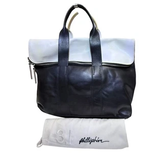 3.1 Phillip Lim 31 Hour Tote Bag Black & White Soft Leather X-Large Work Bag - Bild 1 von 17