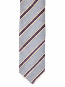 J HILBURN Neck Tie Linen & Silk blend Light blue w/white & purple stripes-EUC - Picture 1 of 5