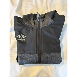 Umbro Full Zip Tech Hoodie Jacket Gray Black Kids Activewear S-CH 6/7 - Picture 1 of 7