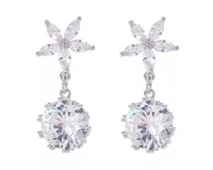 Diamente Cubic Zirconia Drop Dangle Party Elegant Special Occasion Earrings - Picture 1 of 1